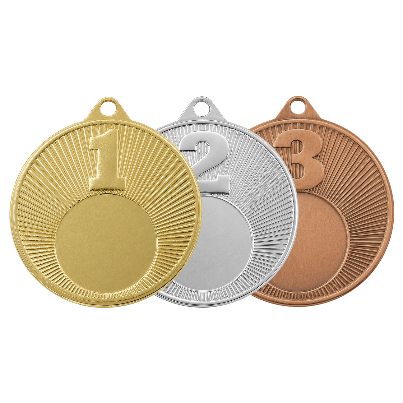 Médaille M508 – 50 mm avec relief et rang, disponible en 3 couleurs, personnalisable avec emblème et texte au dos.
Avec rang 1er 2ème et 3ème frappé sur la médaille en métal