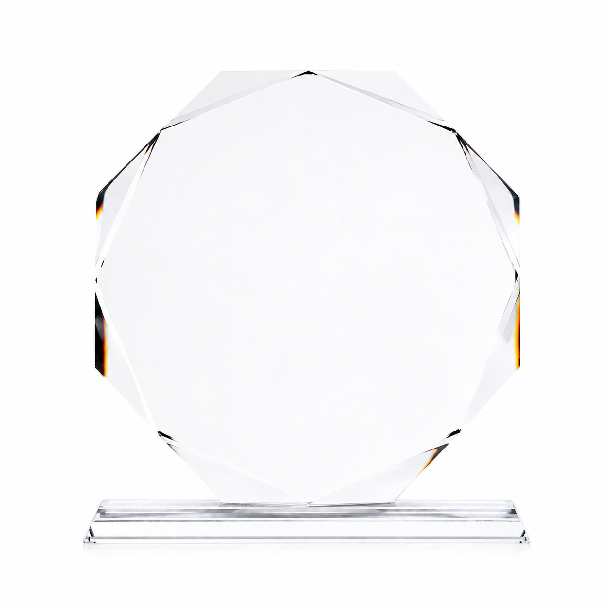 Trophée octogonal en verre TV307 avec gravure personnalisée et boîte cadeau noire