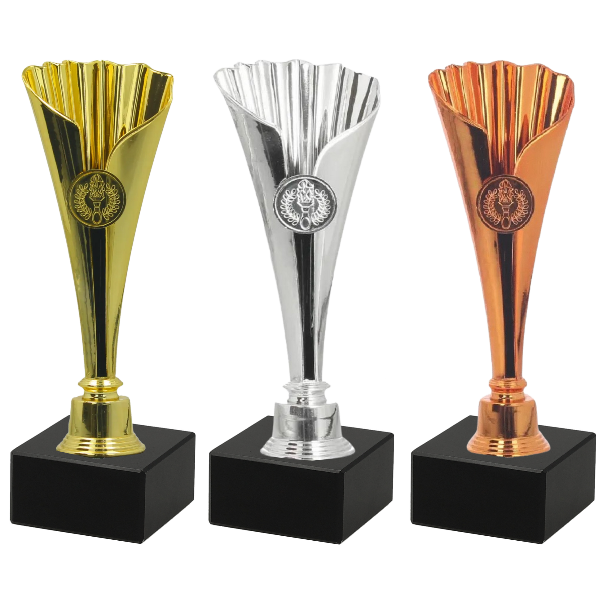 cp 23
Disponible en 1 taille :

Taille unique : 21.5 cm
Couleurs disponibles : Or, Argent, Bronze
PVC et marbre noir