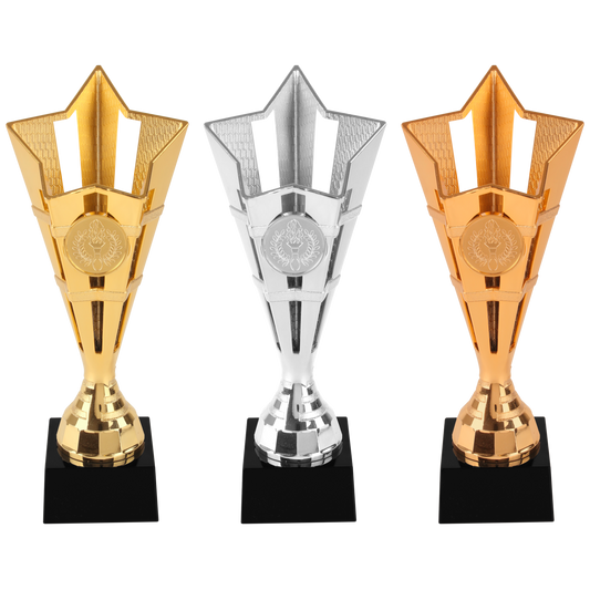 cp 25
Disponible en 1 taille :

Taille unique : 20cm
Couleurs disponibles : Or, Argent, Bronze
Trophée PVC et marbre noir