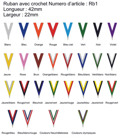 Rubans crochet médailles 42x22mm multi-couleurs Suisse