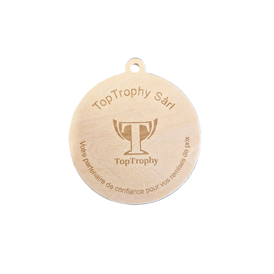 Médailles de 70mm en bois naturel avec gravage laser texte et logo inclu dans le prix.
Grande compétition
Divers sports
Médaille pas cher
Bois haute qualité
TopTrophy - Suisse
