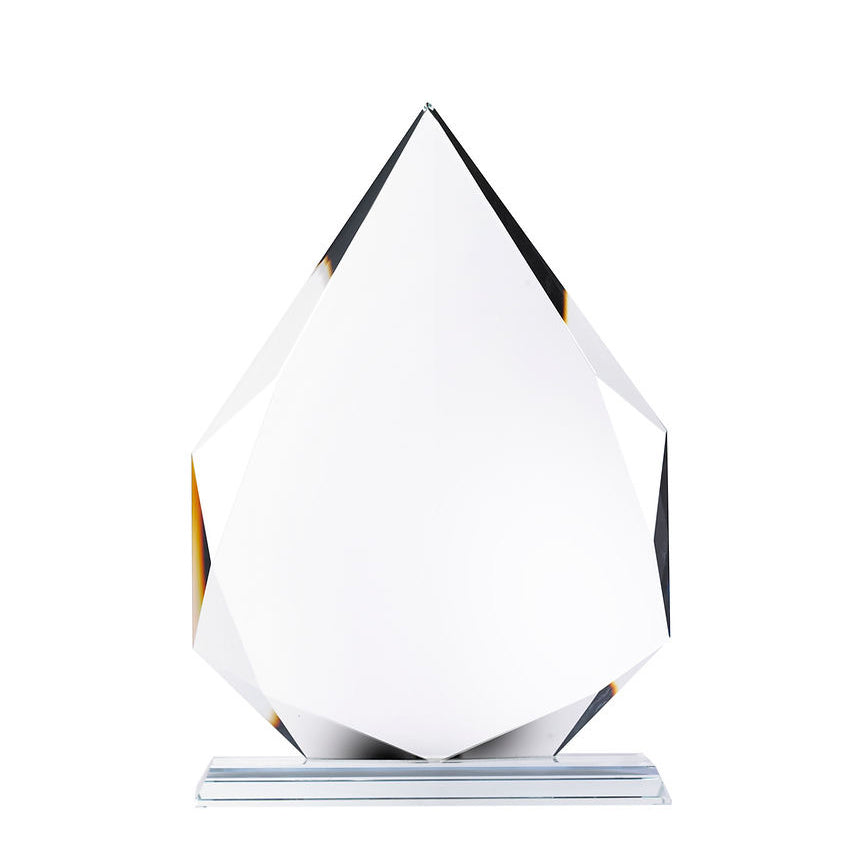 Trophée en verre TV308 forme diamant avec gravure personnalisée et boîte cadeau noire