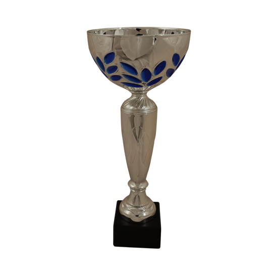 Coupe cp116 en métal et pvc bi color argent bleu , 3 tailles , personnalisable