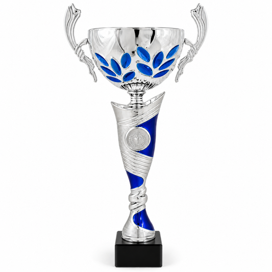 cp123 couleur argentée bleue avec anses  prestige en 3 tailles 30.5 à 33 cm - personnalisable
Métal et PVC
Trophée Judo
Coupe pas cher
Coupe d'excellente qualité
Coupe prestige
TopTrophy - Suisse