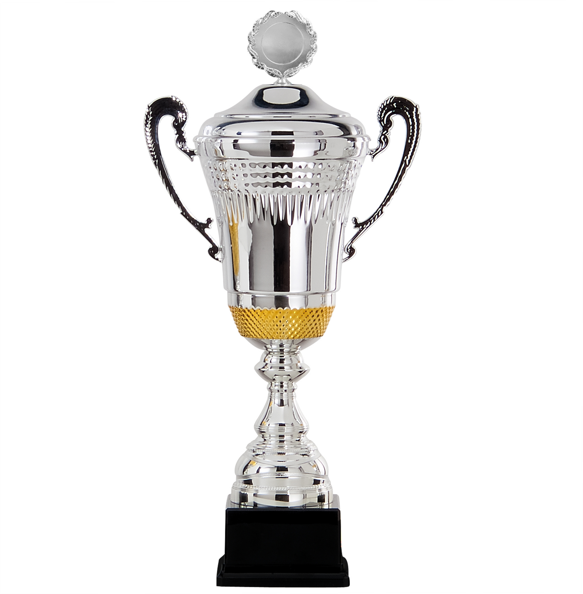 cp 127  Coupe en métal  prestige avec couvercle et résistante, bi coulor couleurs argent et or . Idéale pour les challenges, remises de prix en tout genres.