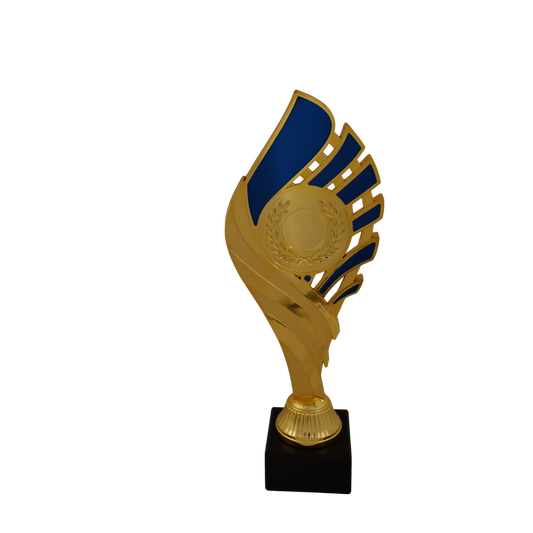 Coupe trophées PVC et marbre 24 à 26 cm or bleu