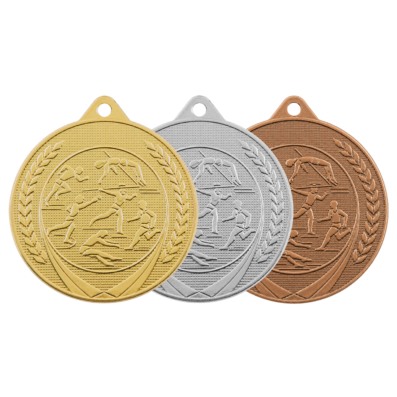 Médaille MS16 Athlétisme 50 mm, disponible en 3 couleurs, 
Médaille sport 
personnalisable avec texte au dos. Médaille en métal
Toptrophy - Suisse
